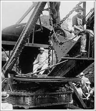 Teddy Roosevelt on Steam Shovel Crane