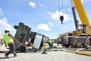 Crane being Uprighted